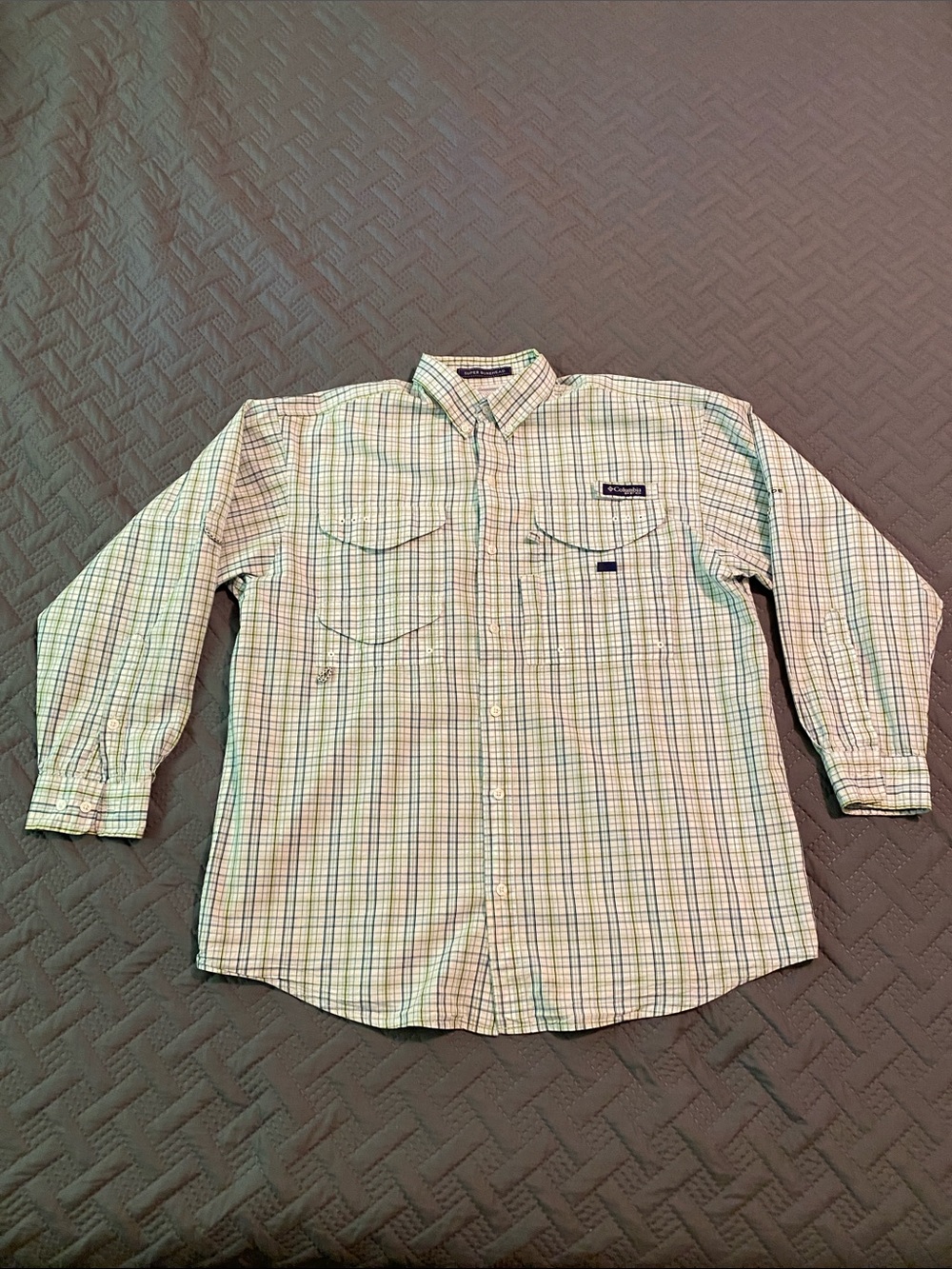 Columbia Men's Plaid Button-Down Shirt - Green and Blue